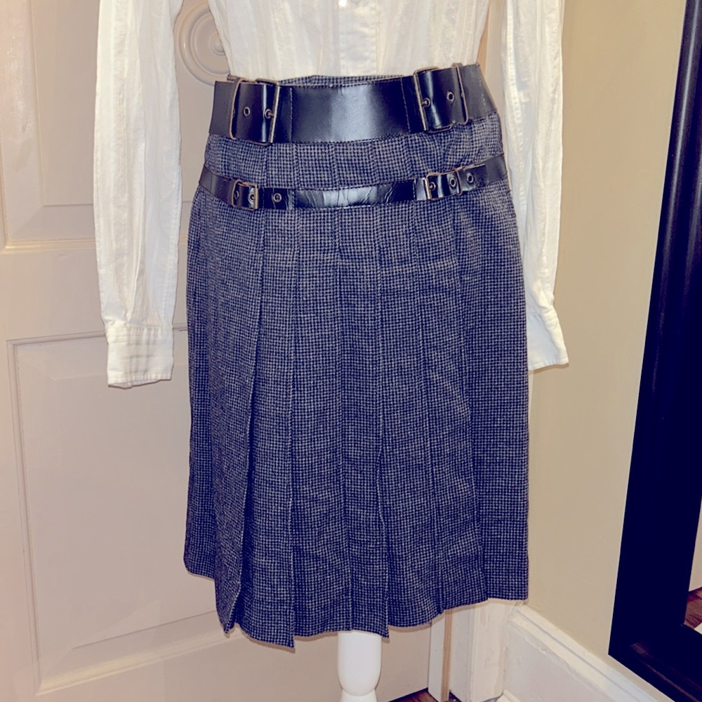 RARE CACHAREL Sz 8ish WOOL PLEATED PUNK ROCK 80s buckle kilt